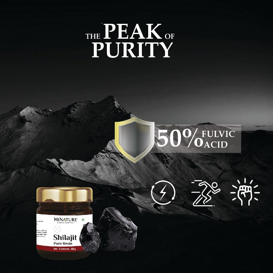 minature Resina Shilajit pura  Shilajit de origen natural  2.12 oz (1.93 fl oz)  Contiene cuchara  Más de 80 minerales, aminoácidos  Fuente natural