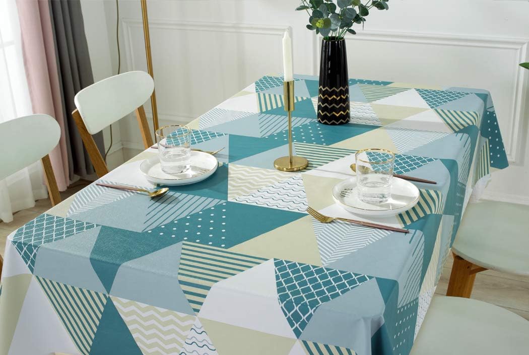 DUOFIRE Mantel de vinilo rectangular pesado, cubierta de mesa fácil de limpiar e impermeable