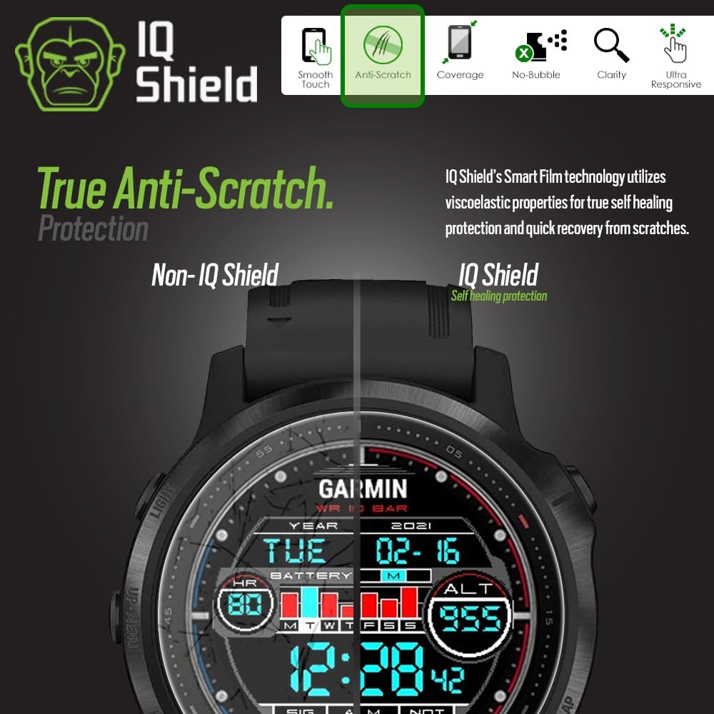 IQShield Protector de pantalla compatible con Garmin Fenix 6S  Fenix 6S ProFenix 6S SapphireFenix 6S Pro Solar (paquete de 6) película de TPU