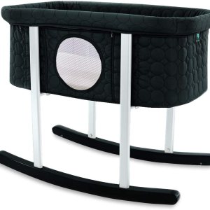 Cuna Mecedora suave Ventanas de malla Colchón seguro para bebés Ruedas ocultas para un fácil movimiento Lavable Ligero y portátil (negro) Cuna Mecedora suave Ventanas de malla Colchón seguro para bebés Ruedas ocultas para un fácil movimiento Lavable Ligero y portátil (negro)