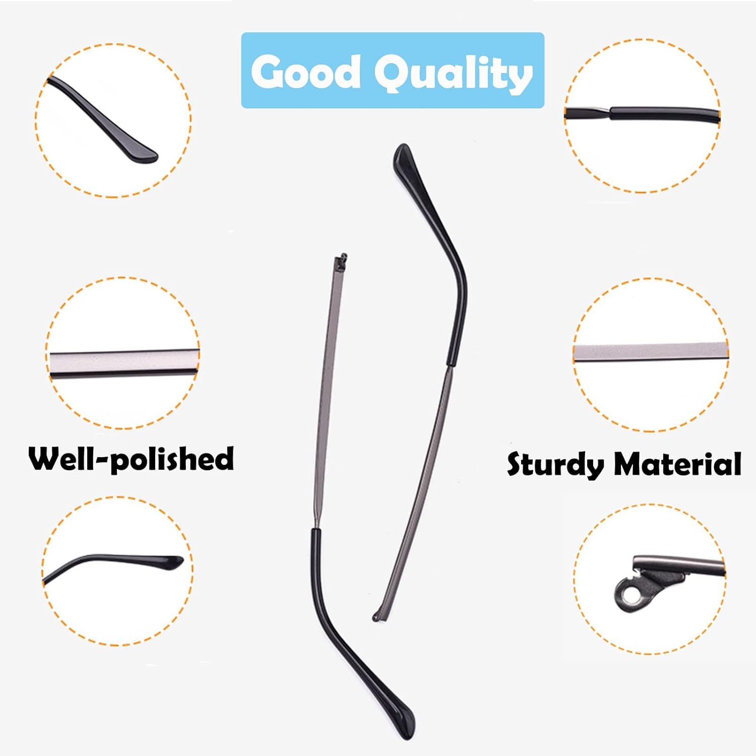 Patillas de repuesto de lentes de metal, repuesto para brazos y piernas, kit de reparación universal de gafas, patillas de bricolaje para anteojos