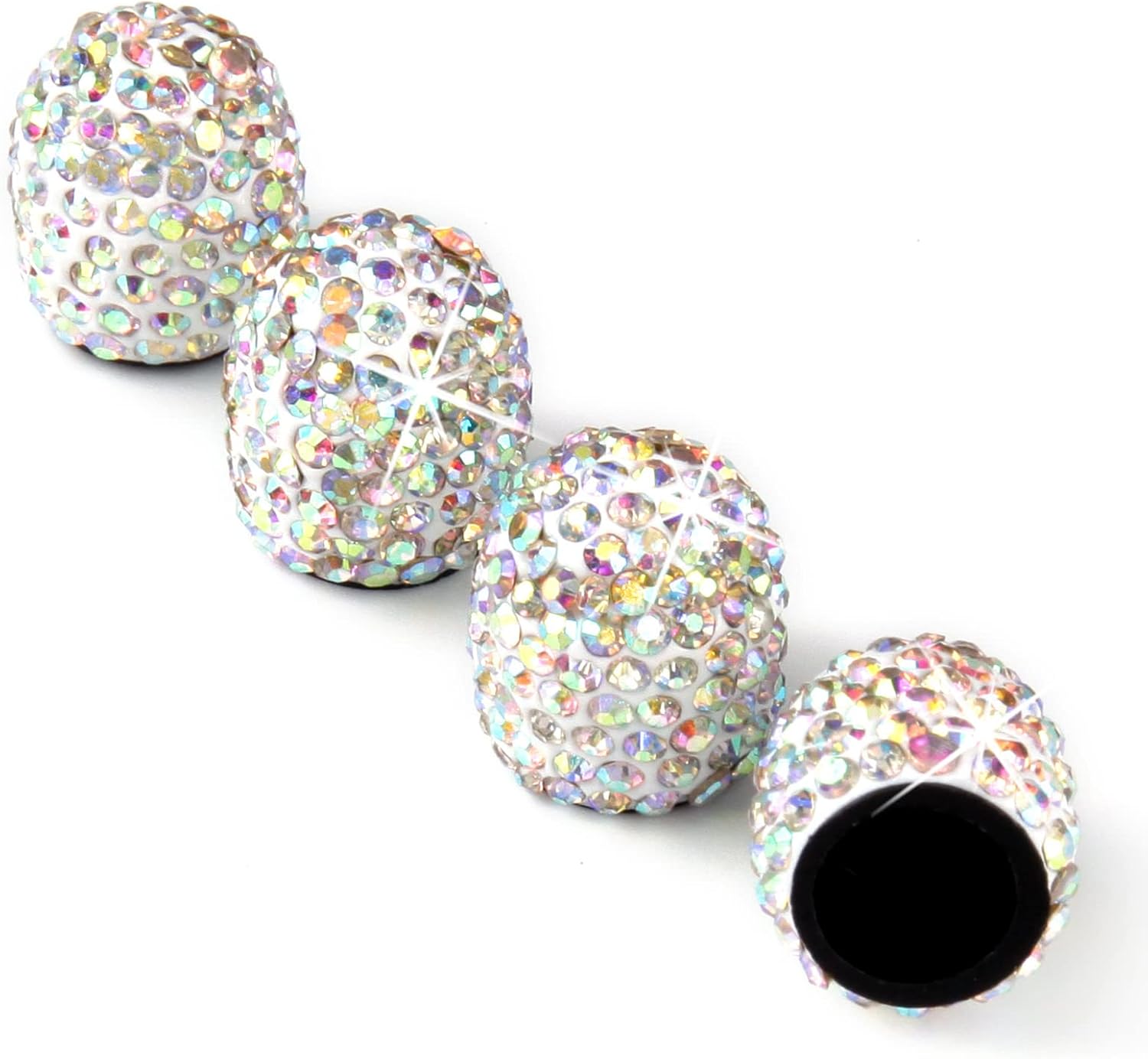 Bling Car Tire Valve Stem Caps, 4Pcs Universal Shinny Tire Air Valves Stem Caps, Sparkling Tire Valves Caps Dustproof for Most Cars, Motorcycles,