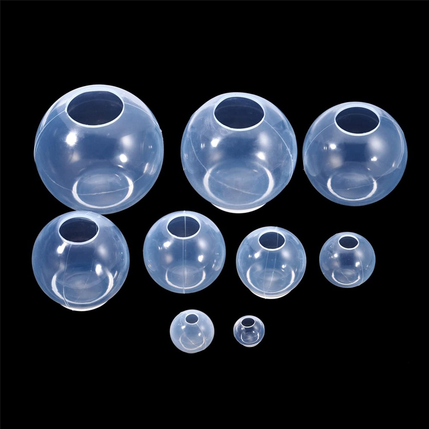1 molde de resina de silicona de esfera 3D de 9 tamaños, molde de bola de silicona transparente, moldes de silicona grandes sin costuras para hacer