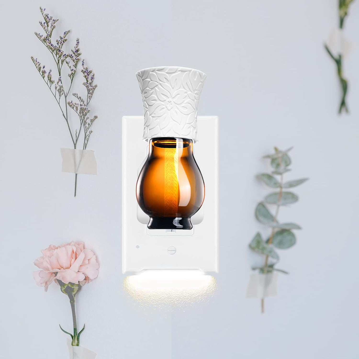Difusor de aceite esencial enchufable para cocina con aceite (canela de otoño, 1 onza líquida), enchufe de pared natural, ambientador fuerte aroma