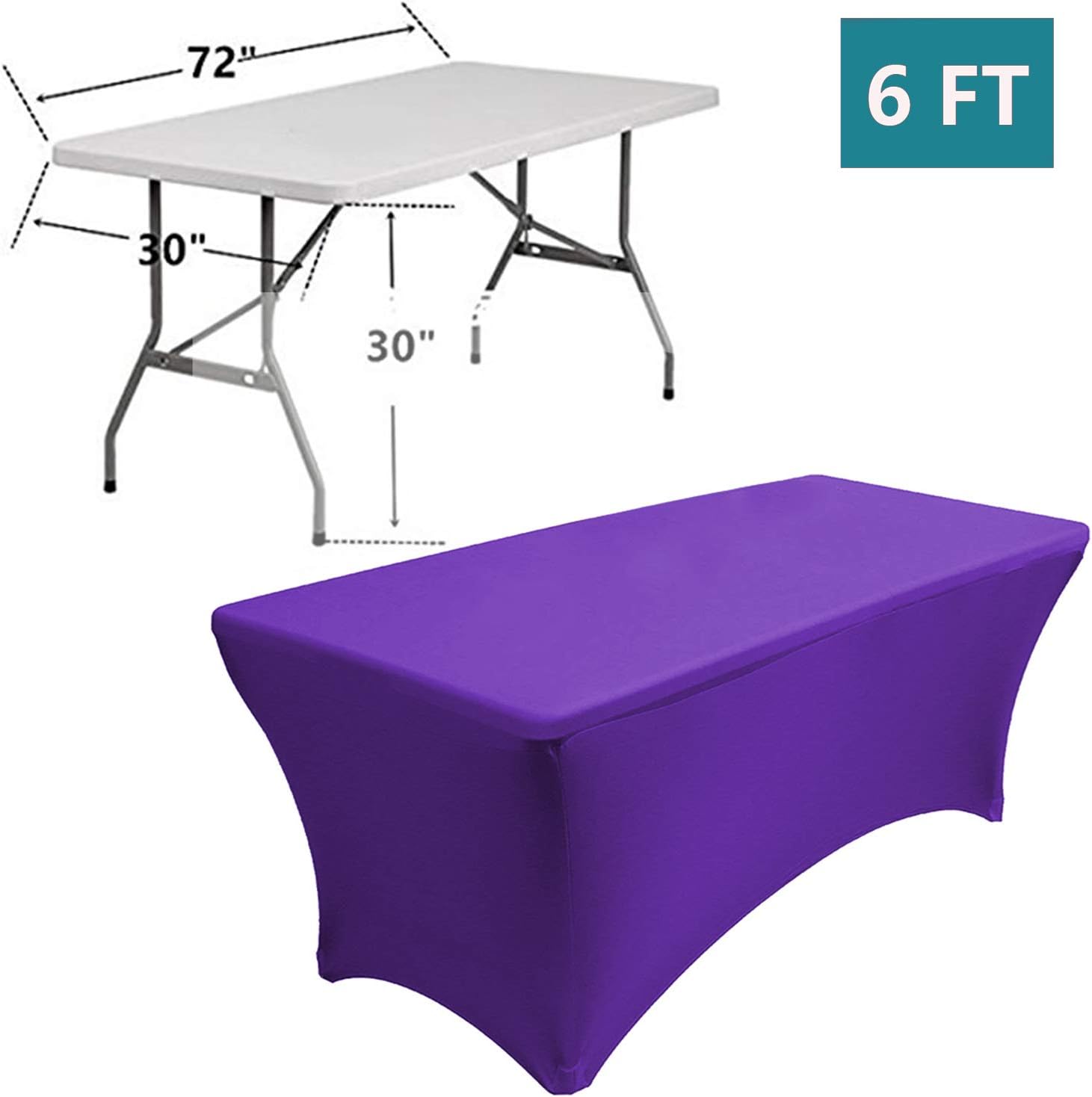 Reliancer Mantel rectangular de elastano ajustado a la mesa para fiestas al aire libre, exhibición, DJ, banquetes, comerciantes, recepción de boda,