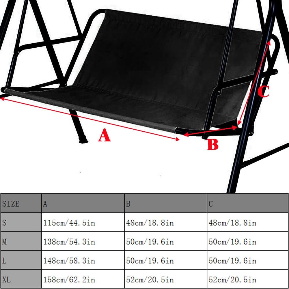 Funda de repuesto para silla oscilante, impermeable, 600D, para patio, jardín, silla oscilante, 23 plazas (color negro, 54.3 x 19.5 x 19.5 pulgadas)