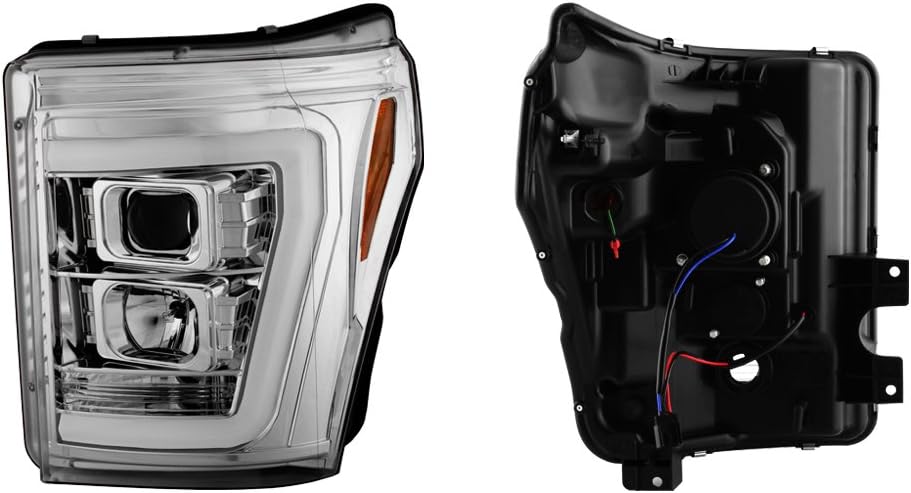 AKKON – Para 2011-2016 Ford F250 F350 F450 F550 Superduty LED Tube Chrome Proyector Faros Conductor+Pasajero Par