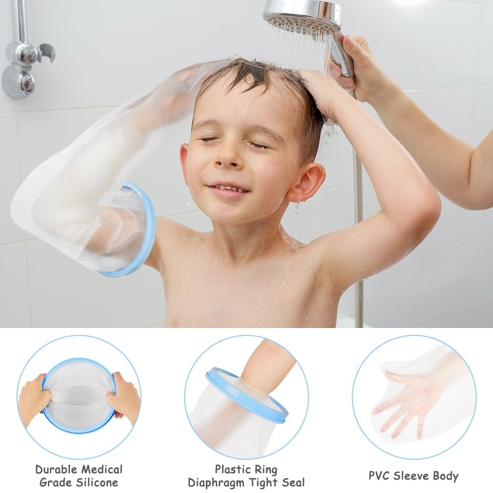 Funda para brazo de niño para ducha, protector impermeable de brazo completo fundido y vendaje, funda reutilizable de yeso con brazo roto,