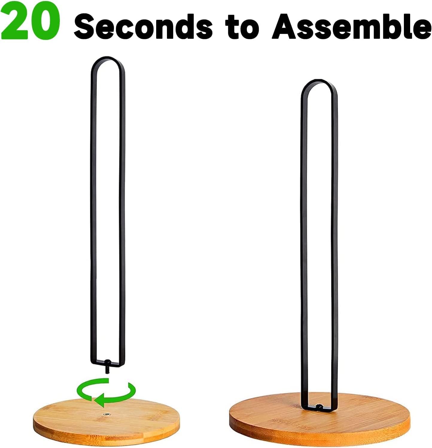 Toallero de papel de madera, dispensador de toallas de cocina para encimera con base de madera antideslizante, soporte independiente para toallas de