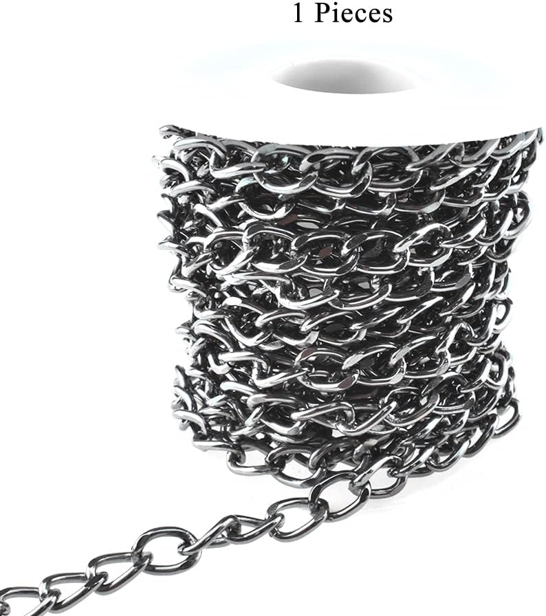 HAHIYO Cadena de eslabones de 16.4 pies, cómoda de llevar, cómoda conexión resistente, de aluminio duradero, accesorios de joyería cubana trenzados,