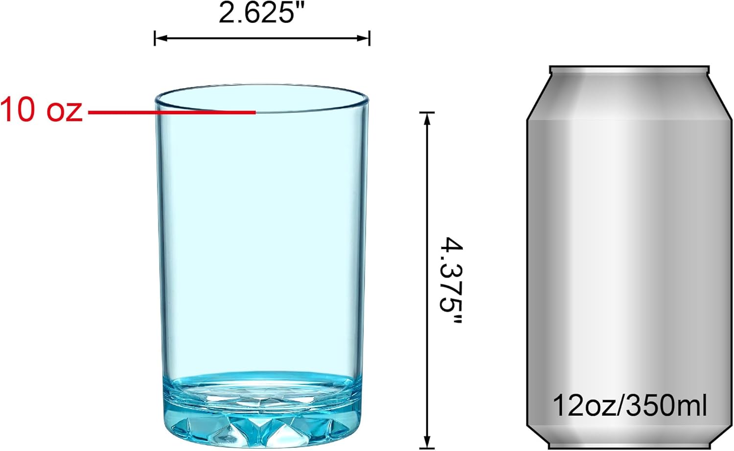 Amazing Abby – Liberty – Vasos de plástico de 10 onzas (juego de 6), vasos de plástico reutilizables de varios colores, sin BPA, inastillables,