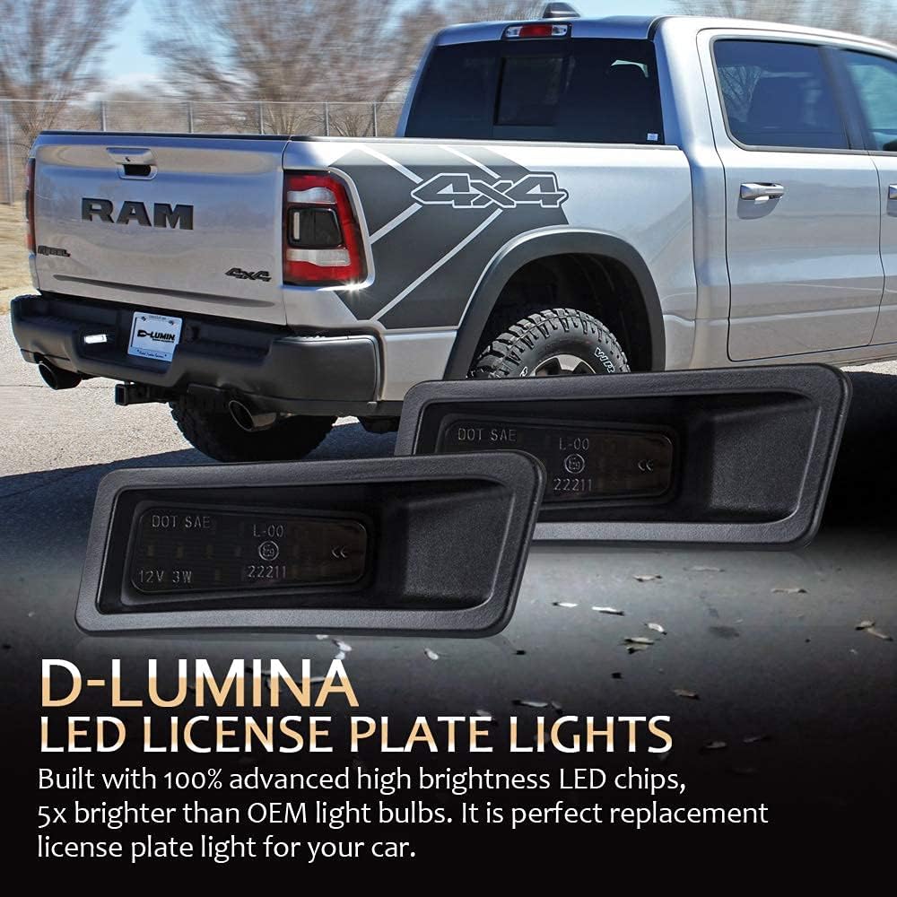 D-Lumina Conjunto de lámpara LED para matrícula, lente ahumada, compatible con Dodge Ram 1500 2019, 2020, 2021, 2022, luces blancas de 6000 K,