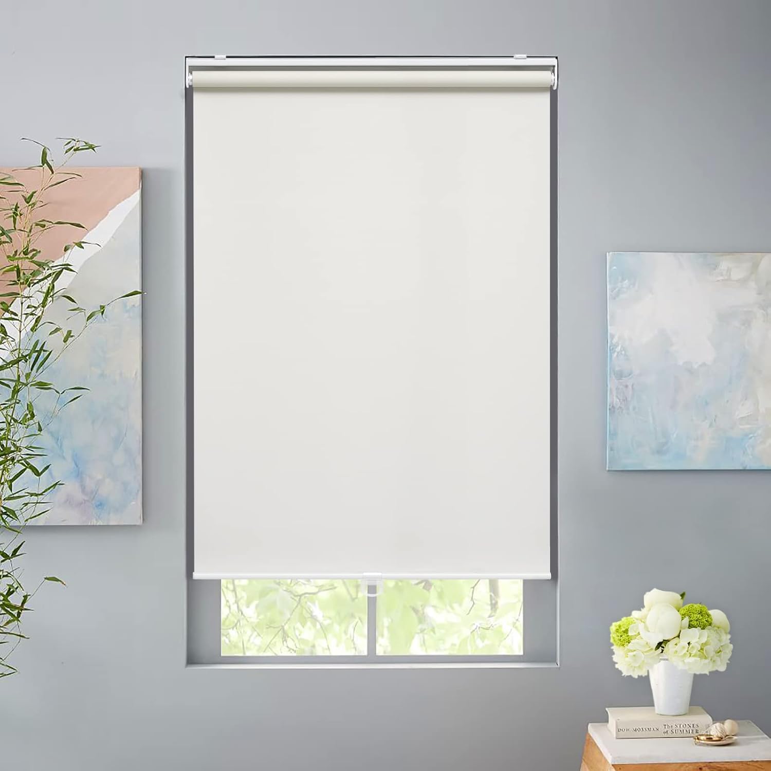 AOSKY Persianas enrollables opacas para ventanas, sin cordones, para oscurecer la habitación, con aislamiento térmico, fácil de instalar, para el
