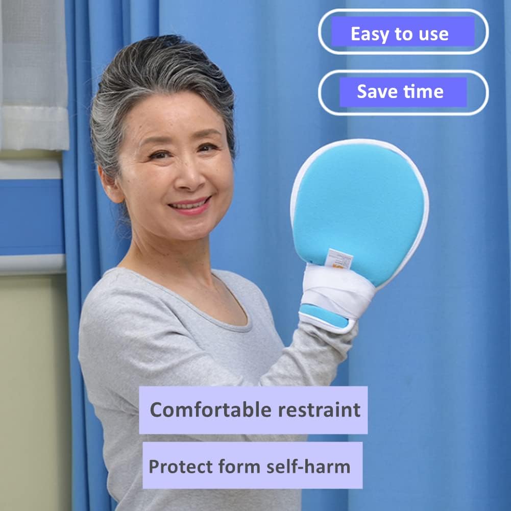 Manoplas de control con malla transpirable, guantes médicos ajustables para manos de hospital, para evitar daños a sí mismos, protector de manos