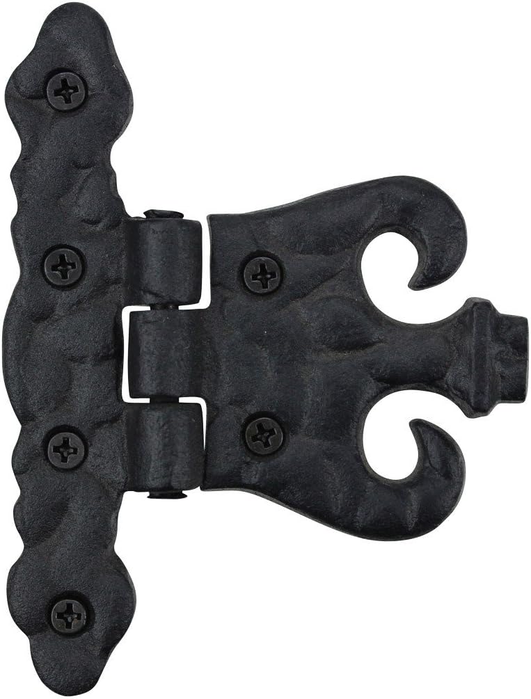 Renovators Supply Manufacturing Bisagra negra para puerta de gabinete con herrajes de 4.5 pulgadas, bisagra de montaje empotrado de hierro forjado