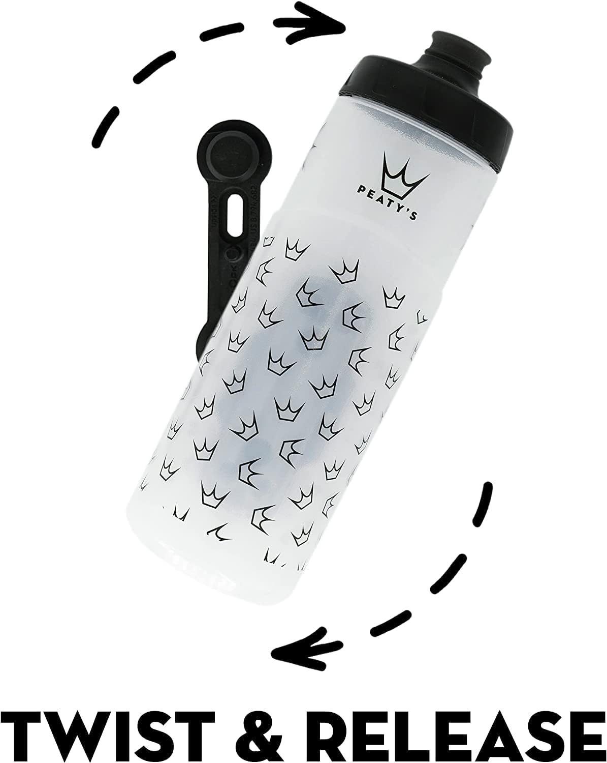 Peaty’s Fidlock Lockin – Botella de agua magnética para bicicleta, topoahumado, 20.3 fl oz 20 oz.