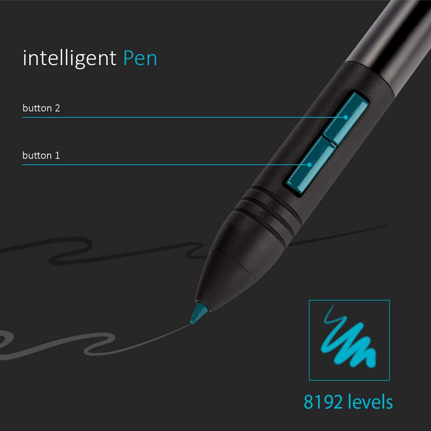 Huion WH1409 Tableta de dibujo gráfico inalámbrico 8192 Pen Pen Tablet con 12 teclas de prensa
