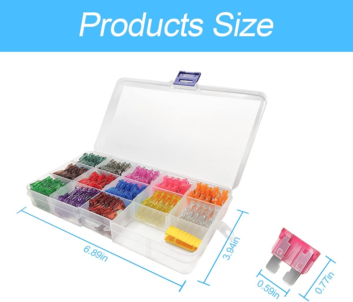 Kit surtido de fusibles de hoja estándar para automóvil de 130 piezas (123457.510152025303540A), herramienta extractora incluida, bien organizada,