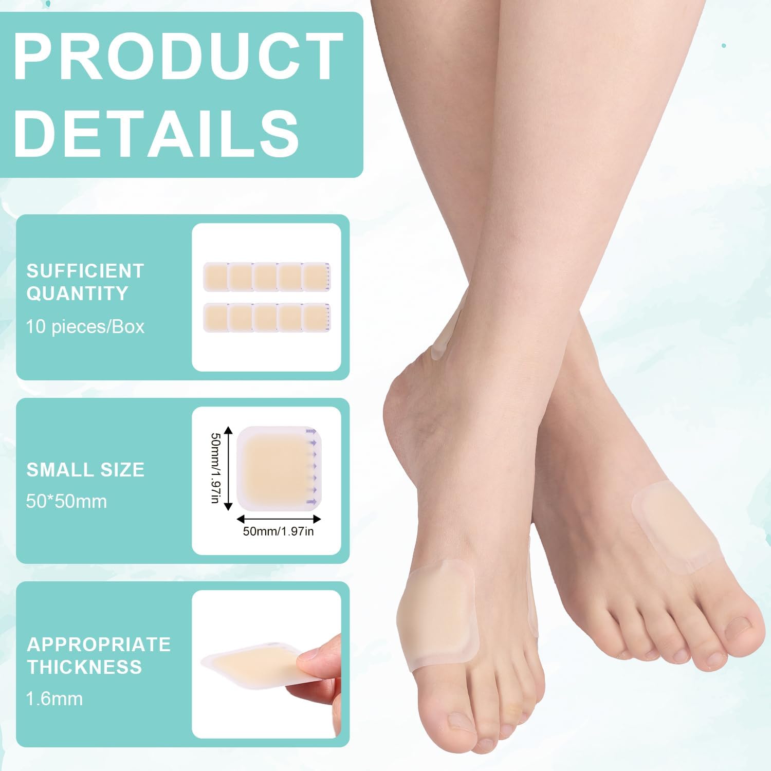 10 unidades de vendaje blíster, almohadillas de ampollas finas impermeables de gel, vendajes hidrocoloides, protectores de dedos, almohadillas de