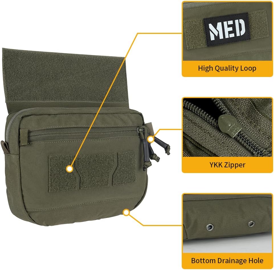 IDOGEAR Bolsa táctica de volcado para caída, chaleco para administrador, bolsa organizadora de herramientas Molle, con panel de gancho y bucle para