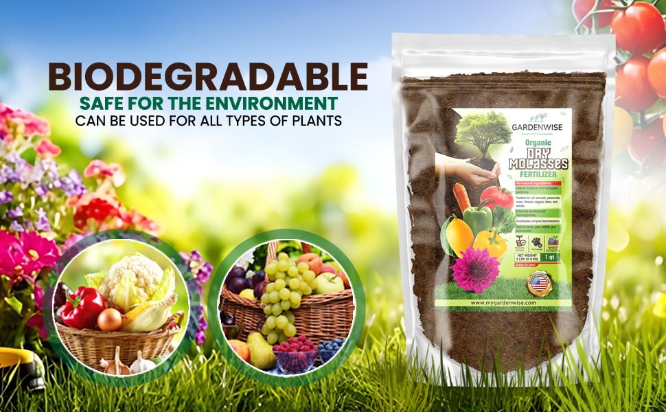 GARDENWISE Melaza seca – Bioestimulante orgánico vegetal para una zona radicular mejorada, vitalidad vegetal y salud próspera del suelo, ideal para