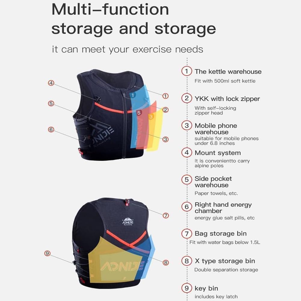 AONIJIE – Mochila de hidratación para correr, 10 litros, chaleco de hidratación ligero y transpirable para senderismo, senderismo, correr, ciclismo,