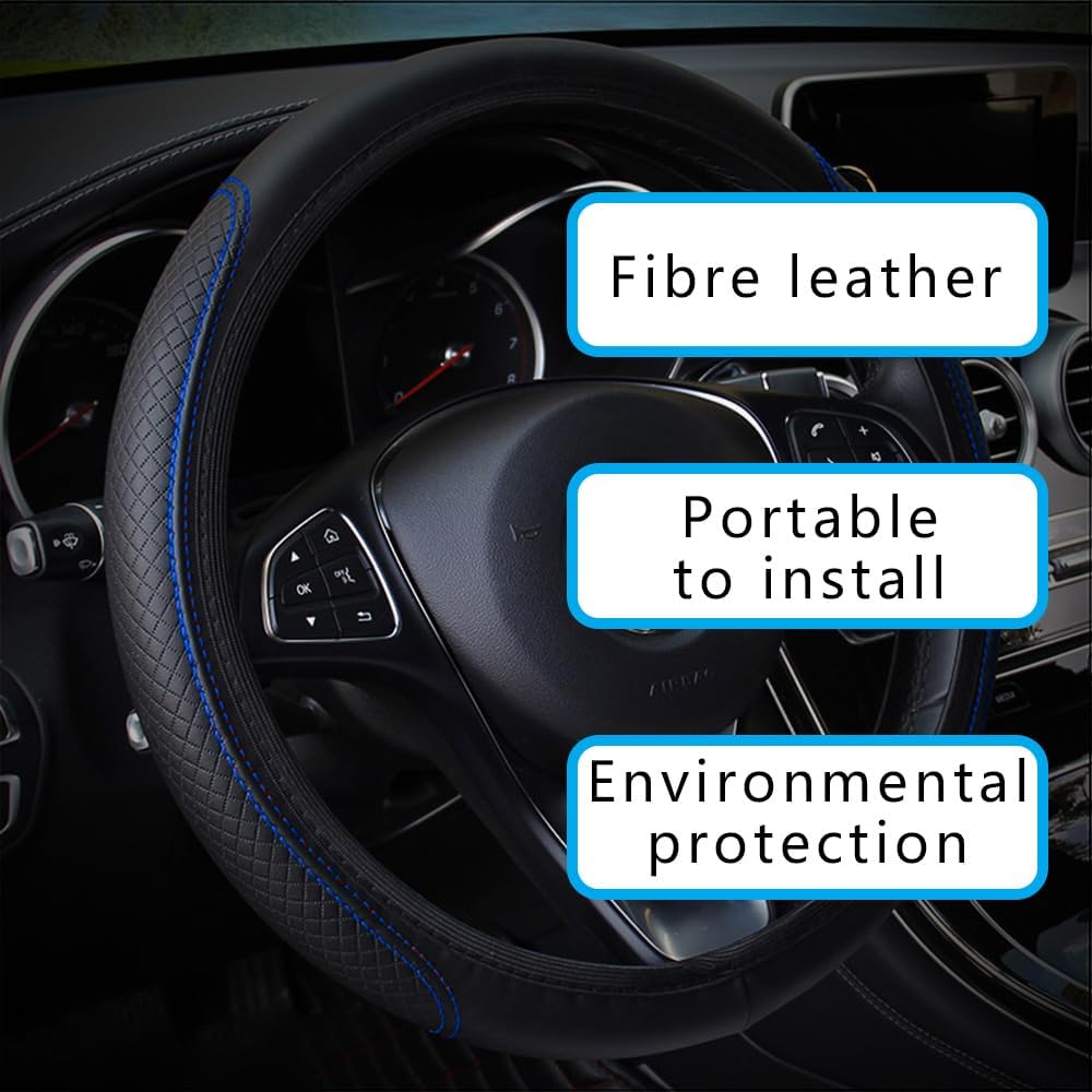 Funda para volante de automóvil, funda de cuero para volante de automóvil, funda antideslizante para volante, protector universal de 15 pulgadas