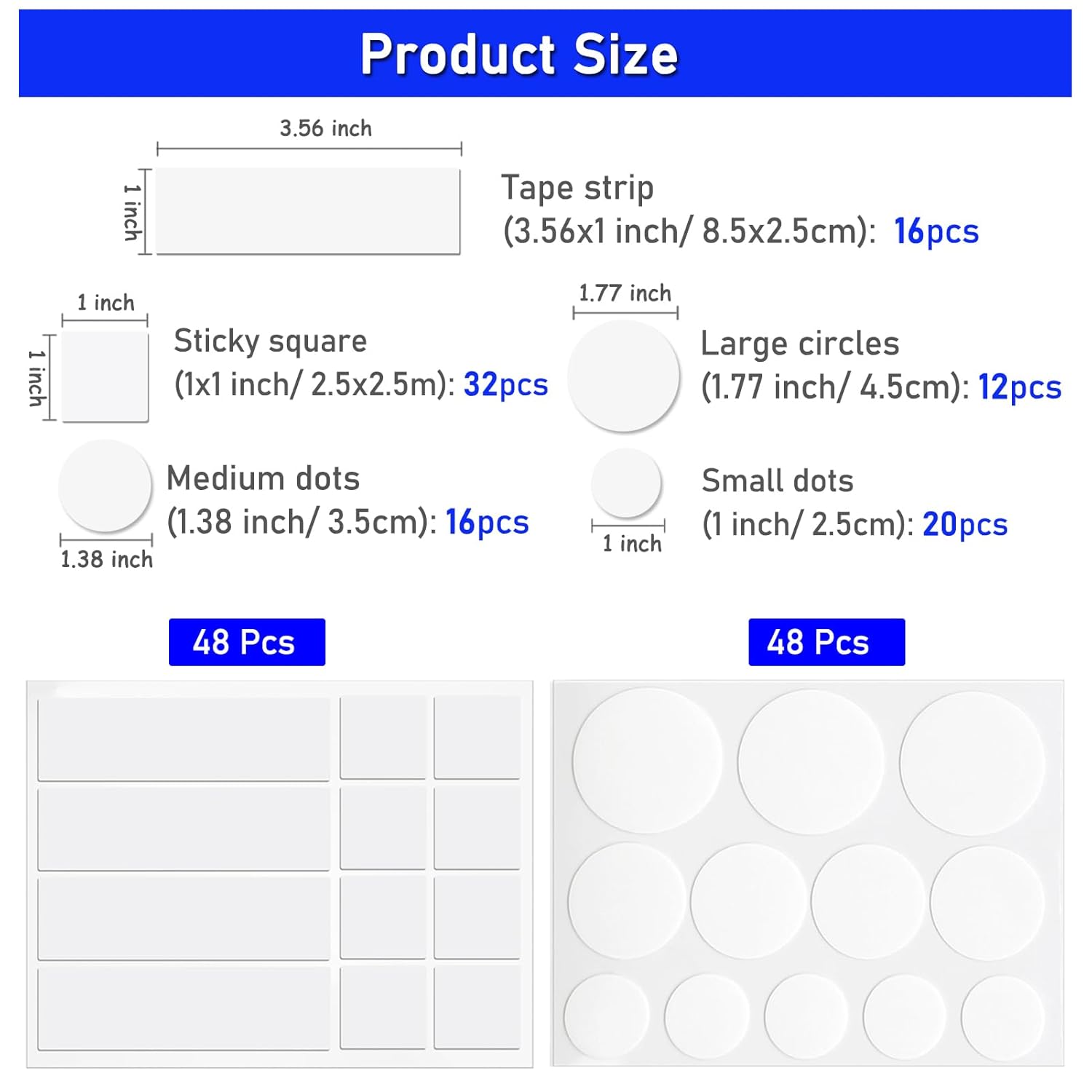 Wellgo Puntos de cinta de doble cara para decoración de pared, tiras adhesivas para colgar cuadros, puntos de montaje extraíbles transparentes,