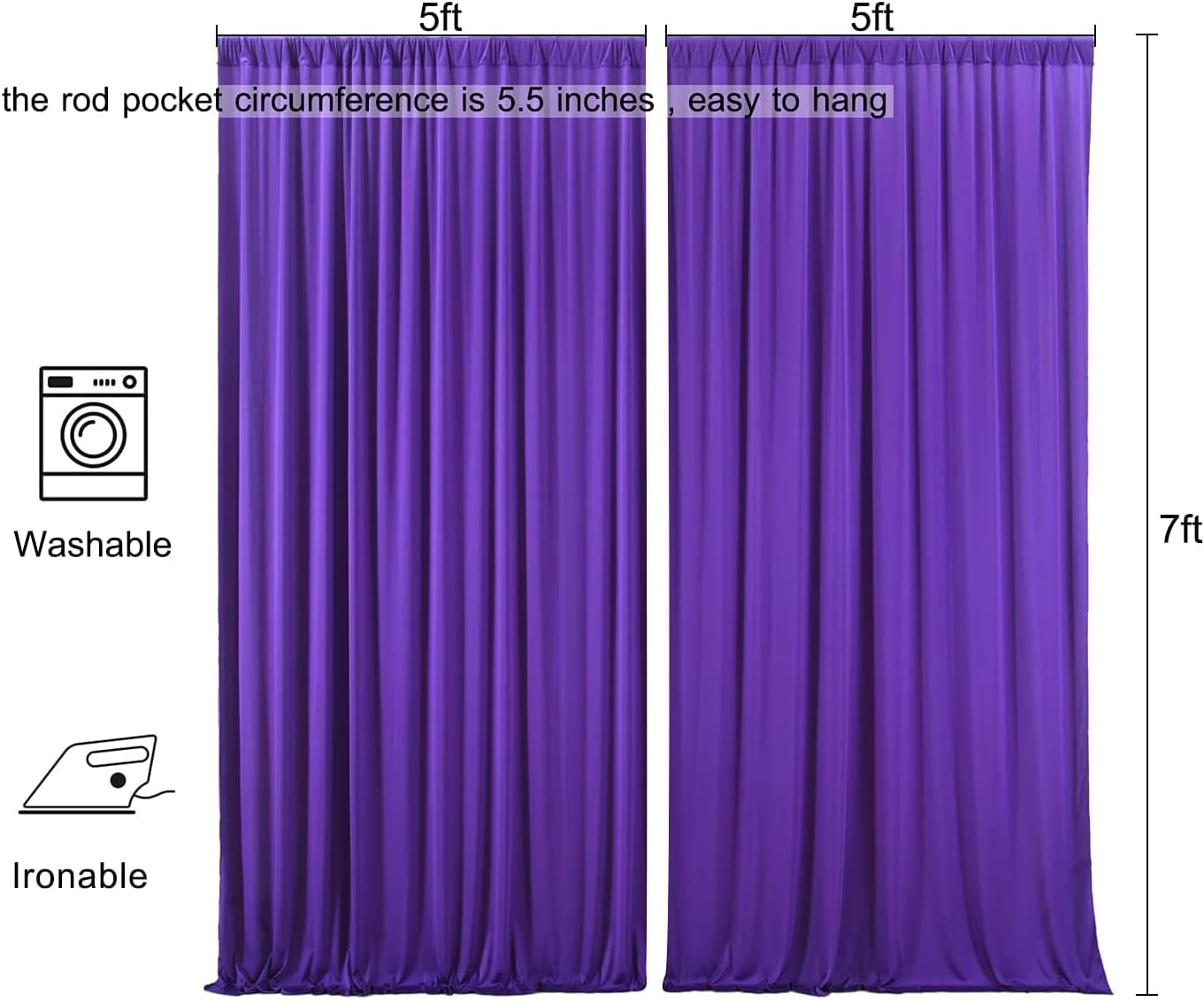 Cortinas de fondo moradas moradas sin arrugas para fiestas, cortinas de fondo de fotos de poliéster para bodas, cumpleaños, fotografía, fondo, baby