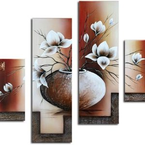 Noah Art -Arte de flores contemporáneo, tulipán blanco en un florero, imágenes de flores 100% pintadas a mano, pintura al óleo abstracta de flores Noah Art -Arte de flores contemporáneo, tulipán blanco en un florero, imágenes de flores 100% pintadas a mano, pintura al óleo abstracta de flores
