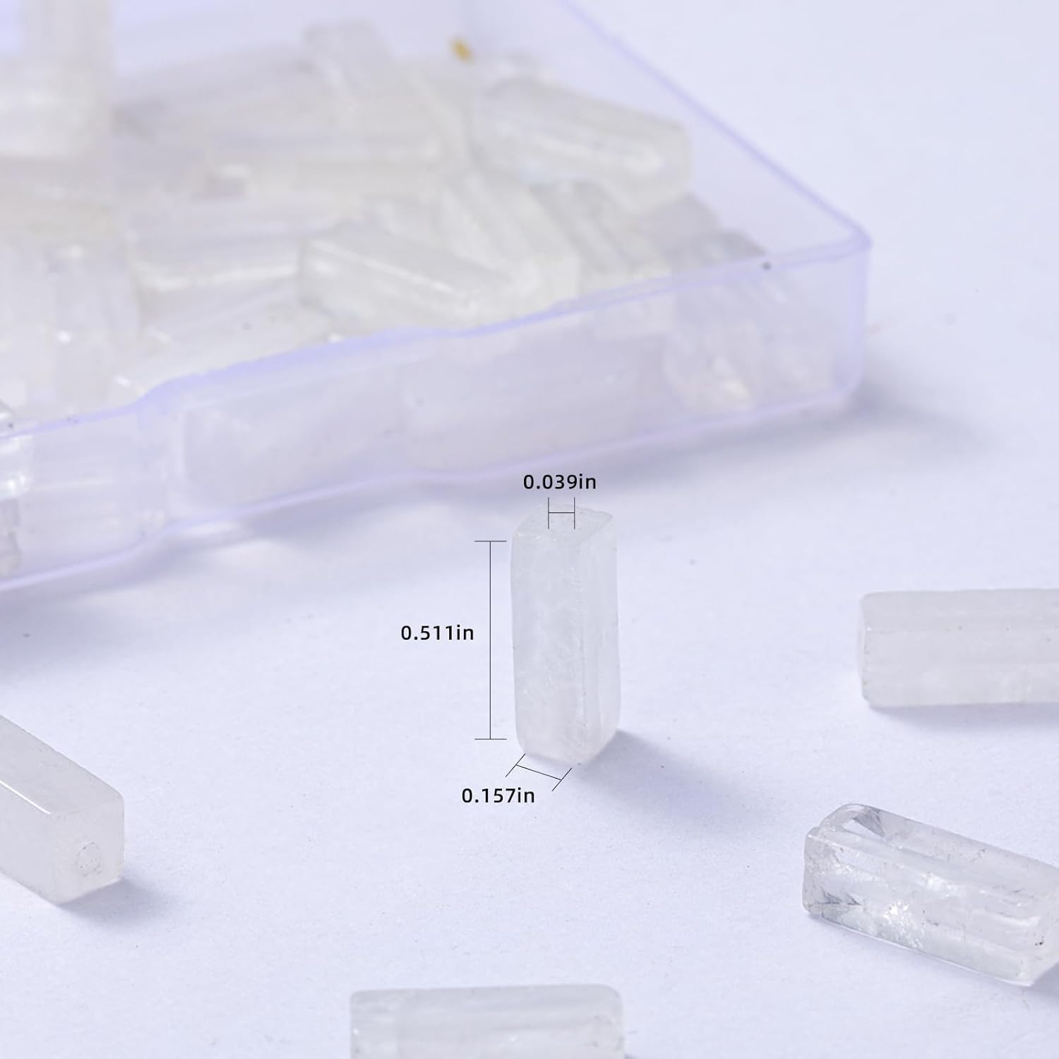 Cuentas de tubo rectangular de cristal blanco natural, 0.157×0.512 in, 15.0 instr sueltas semi piedras preciosas para hacer pulseras, collares,