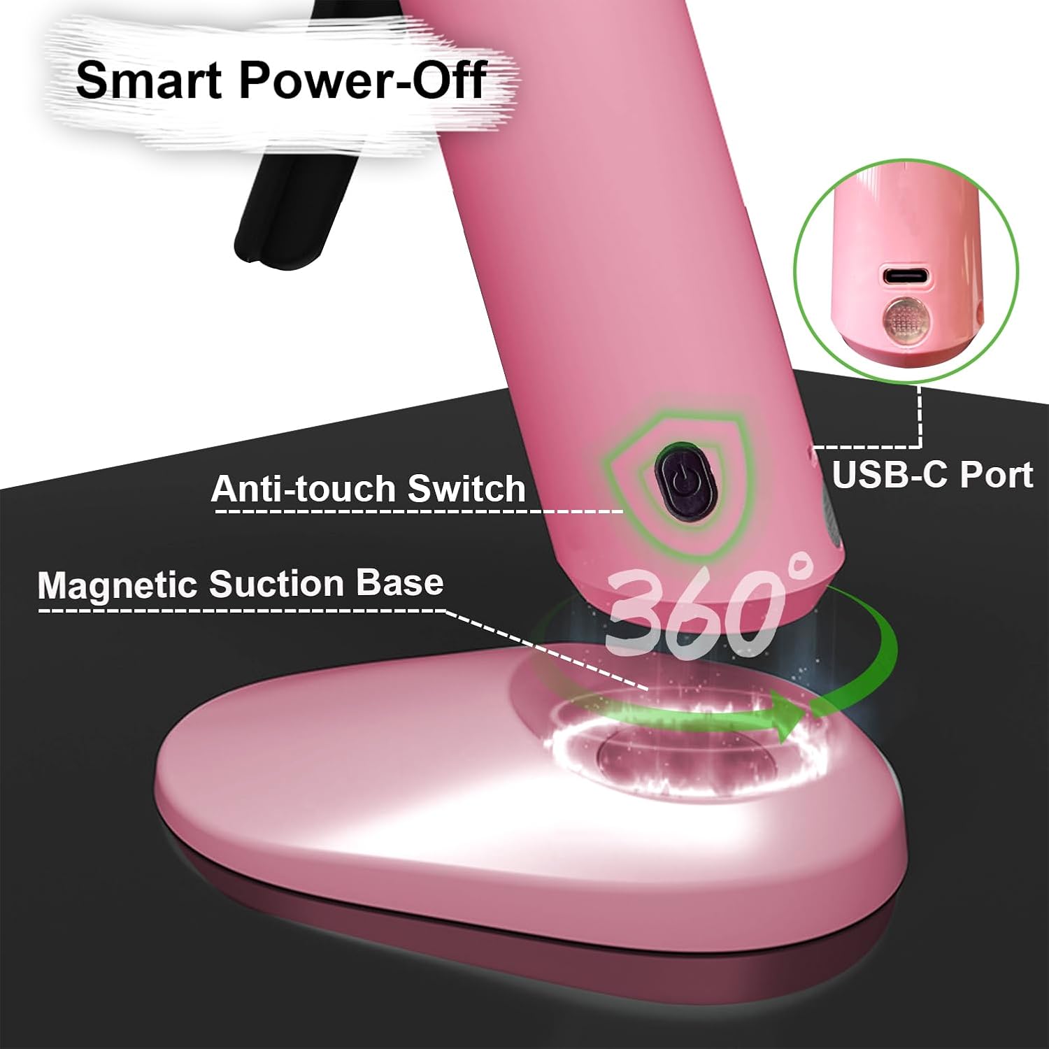 MONVICT Kit de pistola de pegamento caliente inalámbrica, mini pistola de pegamento rosa recargable USB-C con 40 barras de pegamento premium, 10