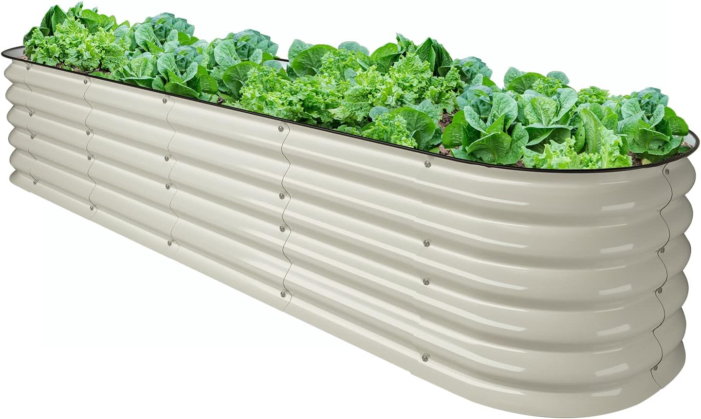 VEGEGA. Kit de cama de jardín elevada de 8 x 2 x 1.4 pies, caja grande de metal de acero inoxidable de zinc-aluminio y magnesio, para plantar