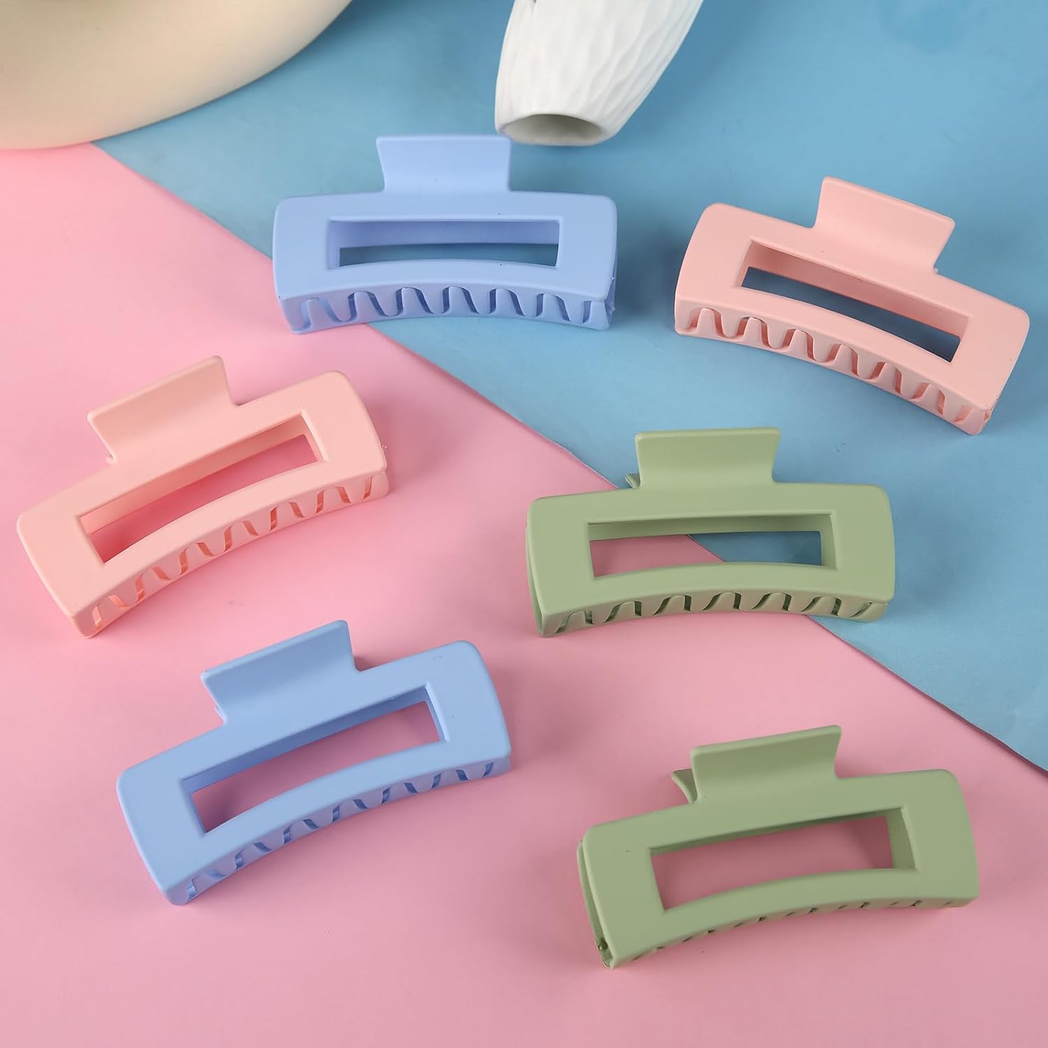 Loanzeg Pinzas cuadradas para el pelo de dama de honor, 4.1 pulgadas, juego de 6 pinzas rectangulares para el pelo para despedida de soltera, ideas