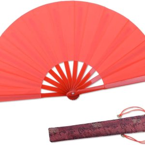 HONSHEN Abanico plegable de regalo de mano, color rojo, pequeño, chino, Kung Fu Tai Chi, plástico ABS, plástico y nailon, abanicos plegables de mano HONSHEN Abanico plegable de regalo de mano, color rojo, pequeño, chino, Kung Fu Tai Chi, plástico ABS, plástico y nailon, abanicos plegables de mano
