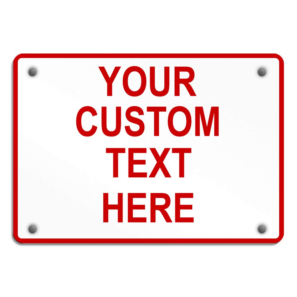 Cartel metálico de aluminio resistente a la intemperie de varios tamaños, señales de tráfico horizontales, texto personalizable en inglés, blanco y