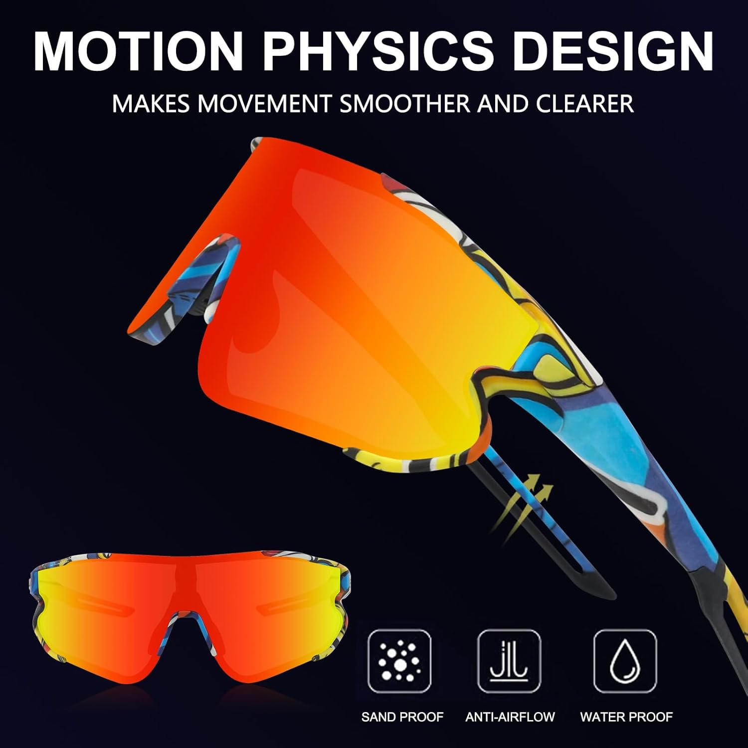 Gafas de sol deportivas de ciclismo para hombres y mujeres con 1 o 3 lentes intercambiables, gafas de béisbol