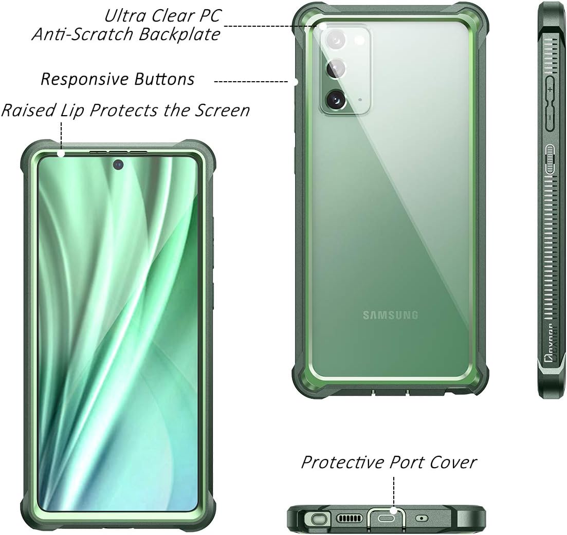 Dexnor Para Galaxy Note 20 Funda Con Protector De Pantalla Transparente Metal Electrochapado 360 Cuerpo Completo Resistente A Prueba De Golpes