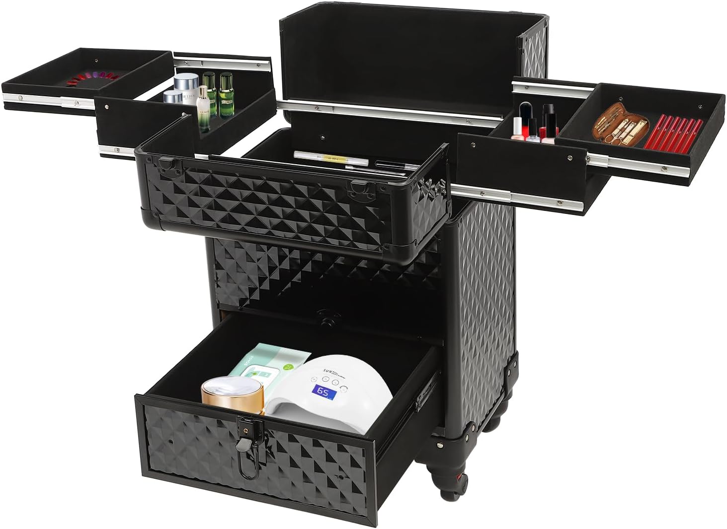 LyeXD Carro de almacenamiento cosmético rodante profesional, Negro -, Moderno