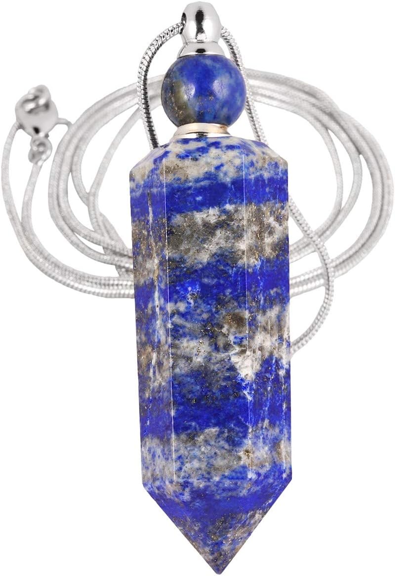 SUNYIK Collar difusor de aceite esencial de piedra para mujer, colgante hexagonal puntiagudo de cristal curativo con cadena para hombres, 28 pulgadas