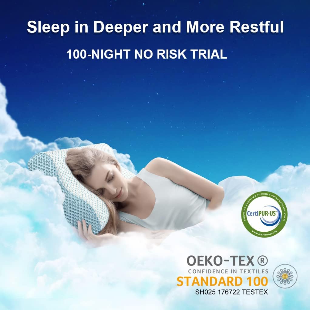 Anvo Almohadas cervicales de espuma viscoelástica para dolor de cuello, almohadas cervicales para aliviar el dolor de dormir, almohada ortopédica de