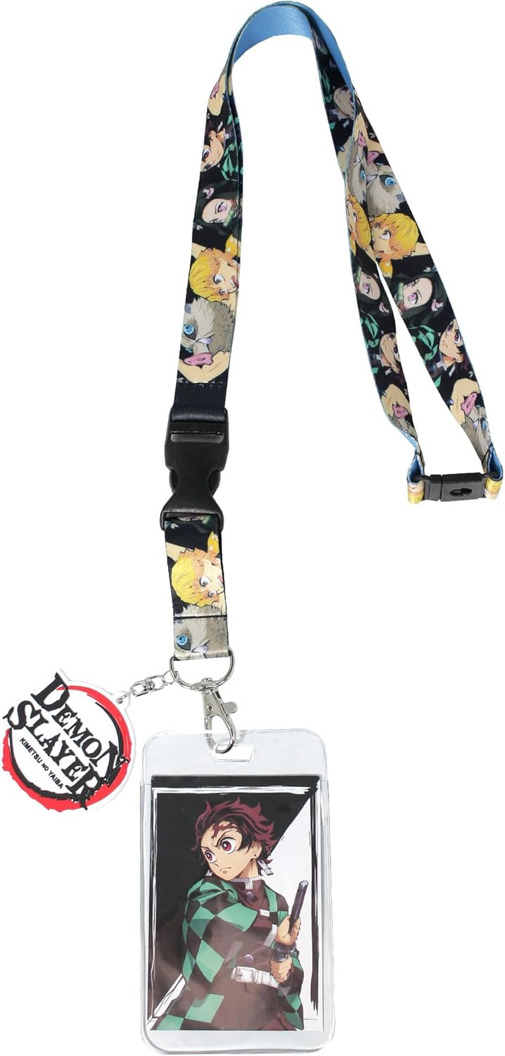 Demon Slayer Kimetsu No Yaiba – Soporte para tarjetas de identificación de personaje de anime con dije de goma