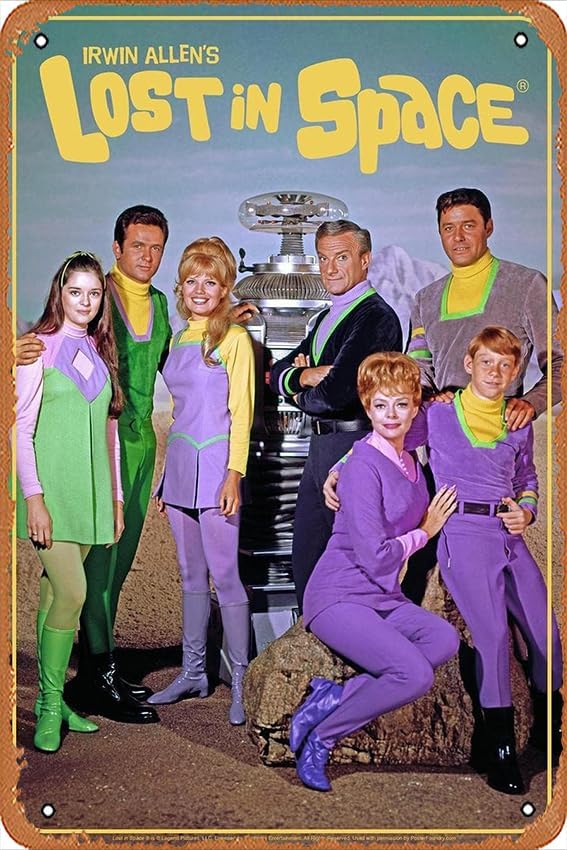Lost In Space Cast Photo TV Show  Póster retro de metal, letrero de lata vintage para bar, hombre, cueva, cafetería, oficina, hogar, decoración de