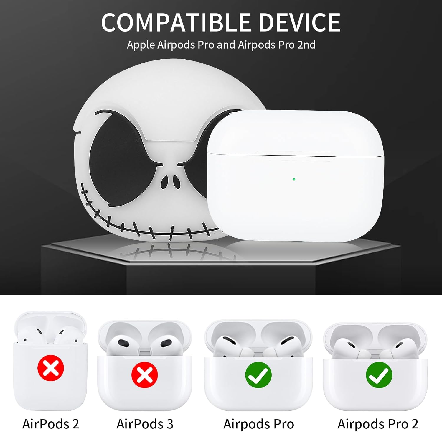 Funda compatible con Apple AirPods Pro de 21 generación con kit de limpieza y bonito llavero, funda protectora de silicona suave y divertida que