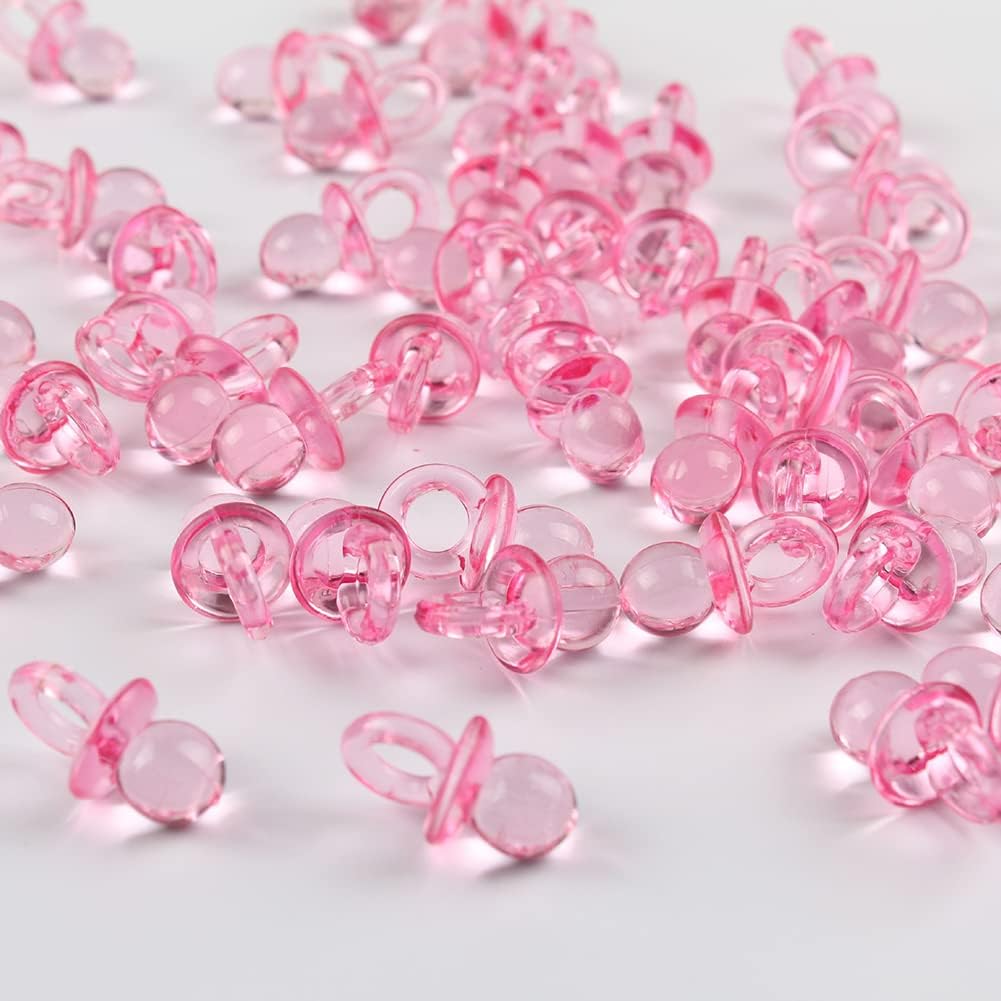 150 chupetes acrílicos para bebé, chupetes de plástico para manualidades, mesa de baby shower, decoración de fiesta de revelación de género, regalos