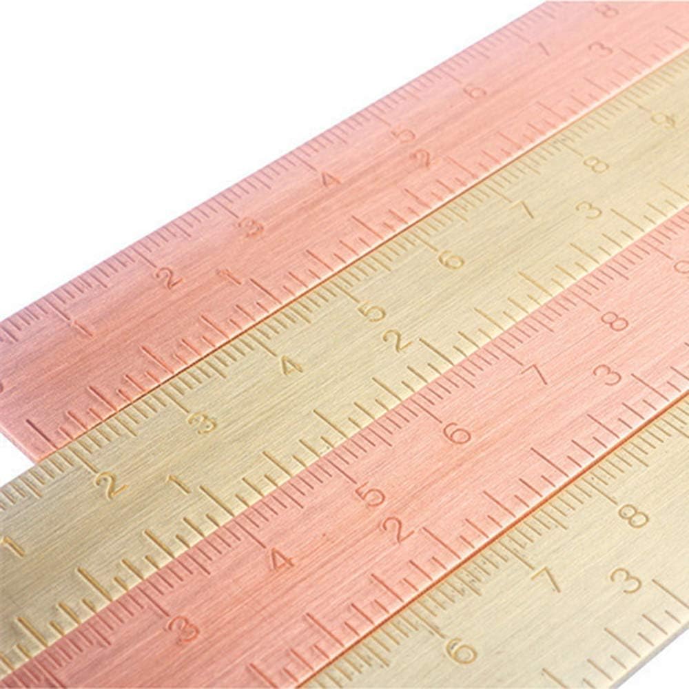 Regla de oro rosa, regla de dibujo de metal, regla recta de latón, regla de medición de aprendizaje unisex, papelería para escuela, oficina,