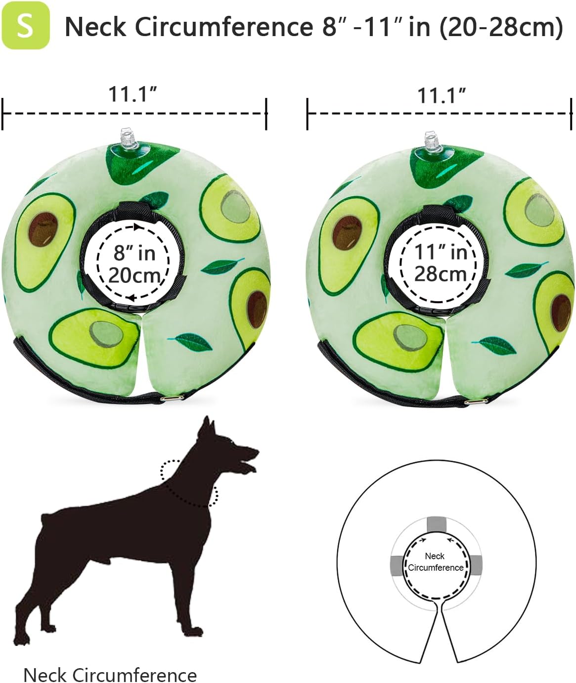 Collar de cono de perro para perros pequeños, medianos y grandes para después de la cirugía, collar inflable para mascotas, cono de recuperación