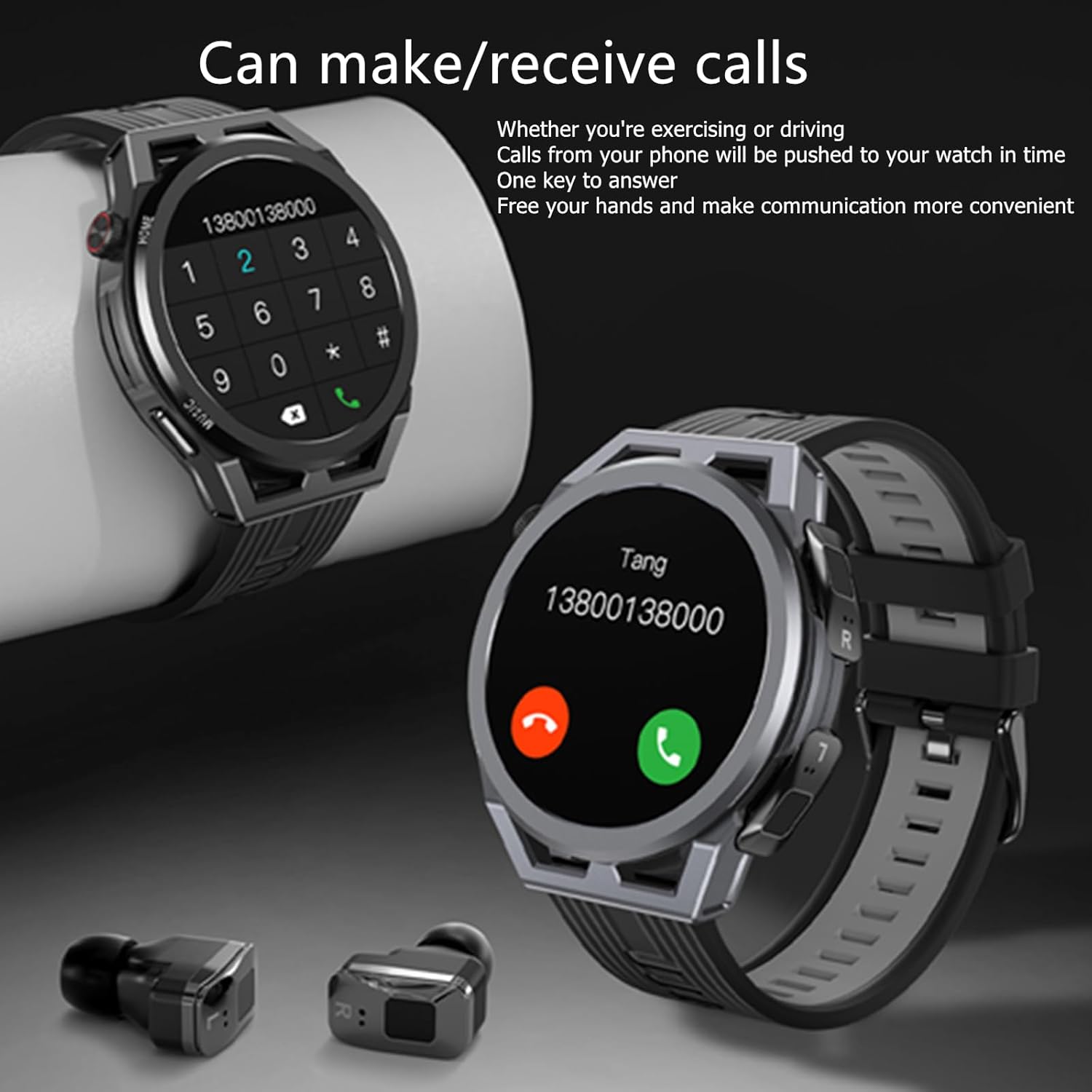 N18 Smart Watch with Earbuds 1.53 Inch Smartwatch Wireless Headphones Combo TWS Health Monitor Fitness Tracker Built-in 4G Memory Local MP3 Player