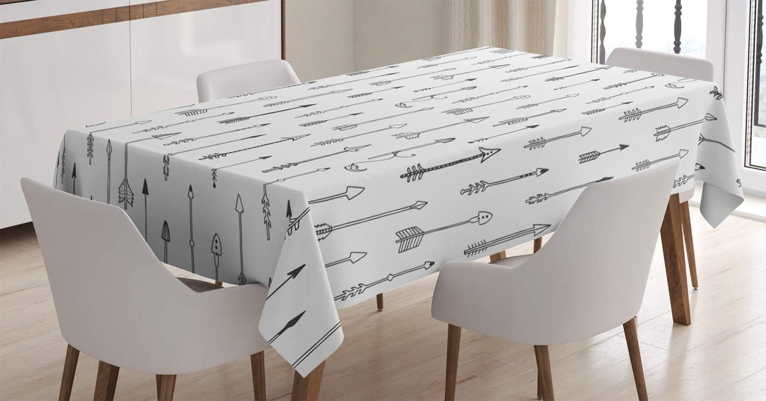 Ambesonne Mantel de flecha, motivos tribales nostálgicos gráficos contemporáneos de la cultura retro de flechas nativas, mantel rectangular para