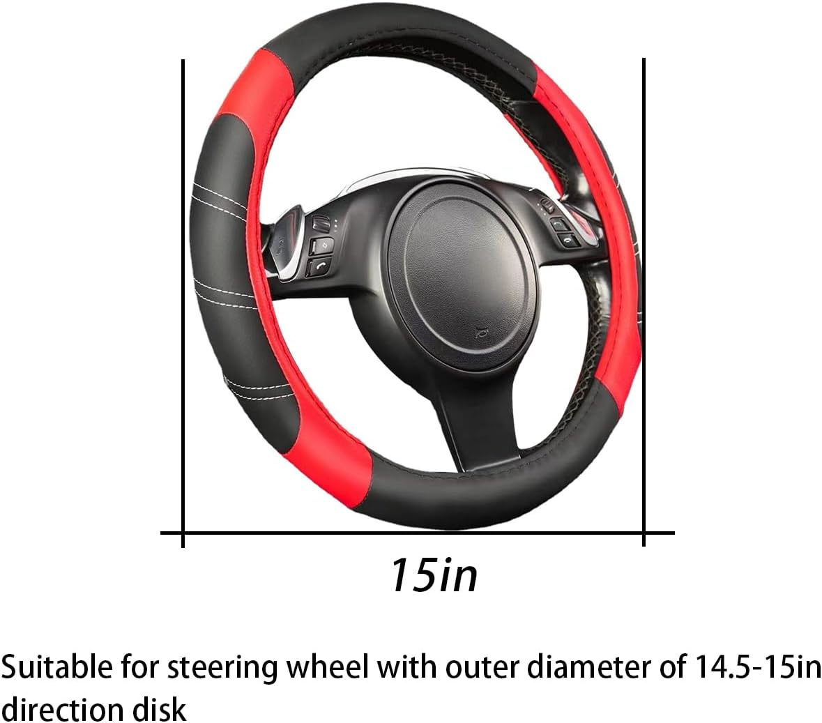 Funda universal de 15 pulgadas para volante de automóvil, protector de volante deportivo de microfibra elástica, antideslizante y transpirable,